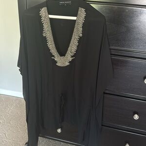 Karina Grimaldi Black Swim Coverup with Silver Accents